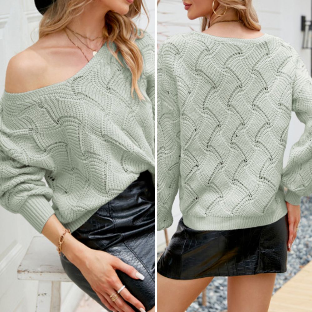 Women's V-Neck Open Knit Sweater