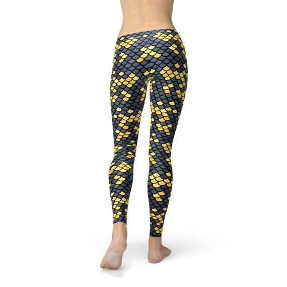Mermaid Scale Leggings - Gray & Yellow