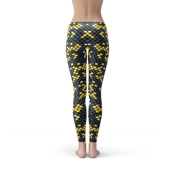 Mermaid Scale Leggings - Gray & Yellow